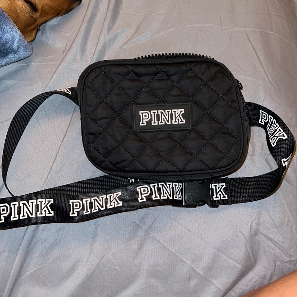PINK Victoria's Secret Black Quilted Crossbody Bag